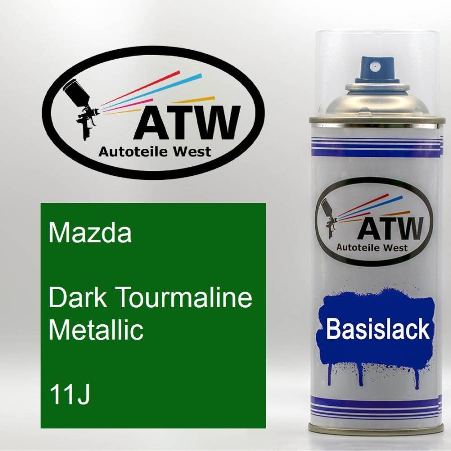 Mazda, Dark Tourmaline Metallic, 11J: 400ml Sprühdose, von ATW Autoteile West.